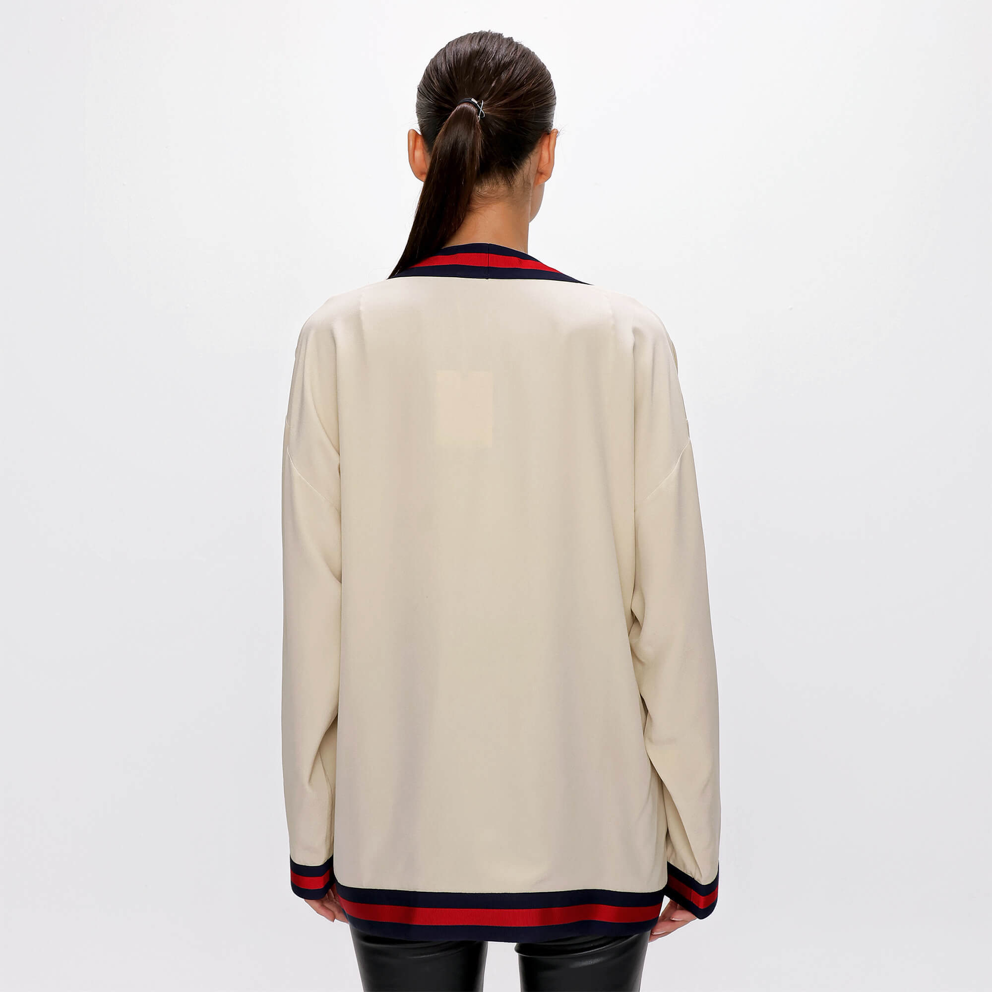 Gucci - Beige Web Striped Silk Jacket